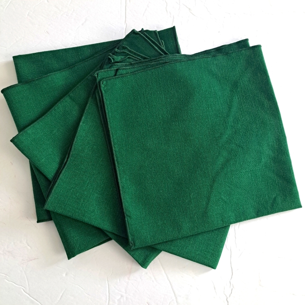 Lots of Five Green Dinner Napkins Estimate 17" x 17" NWOT